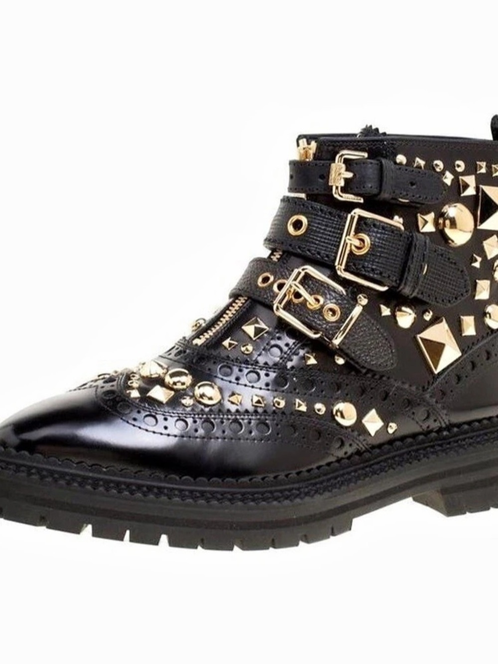 Burberry Everdon Studded Combat Black Ankle Boots